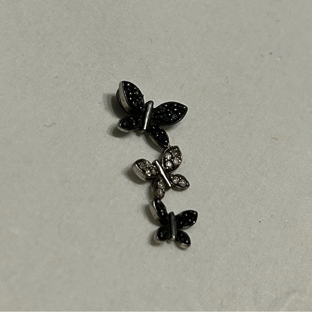 Butterfly Trio pendant silver and dia - Black & Silver Sparkle